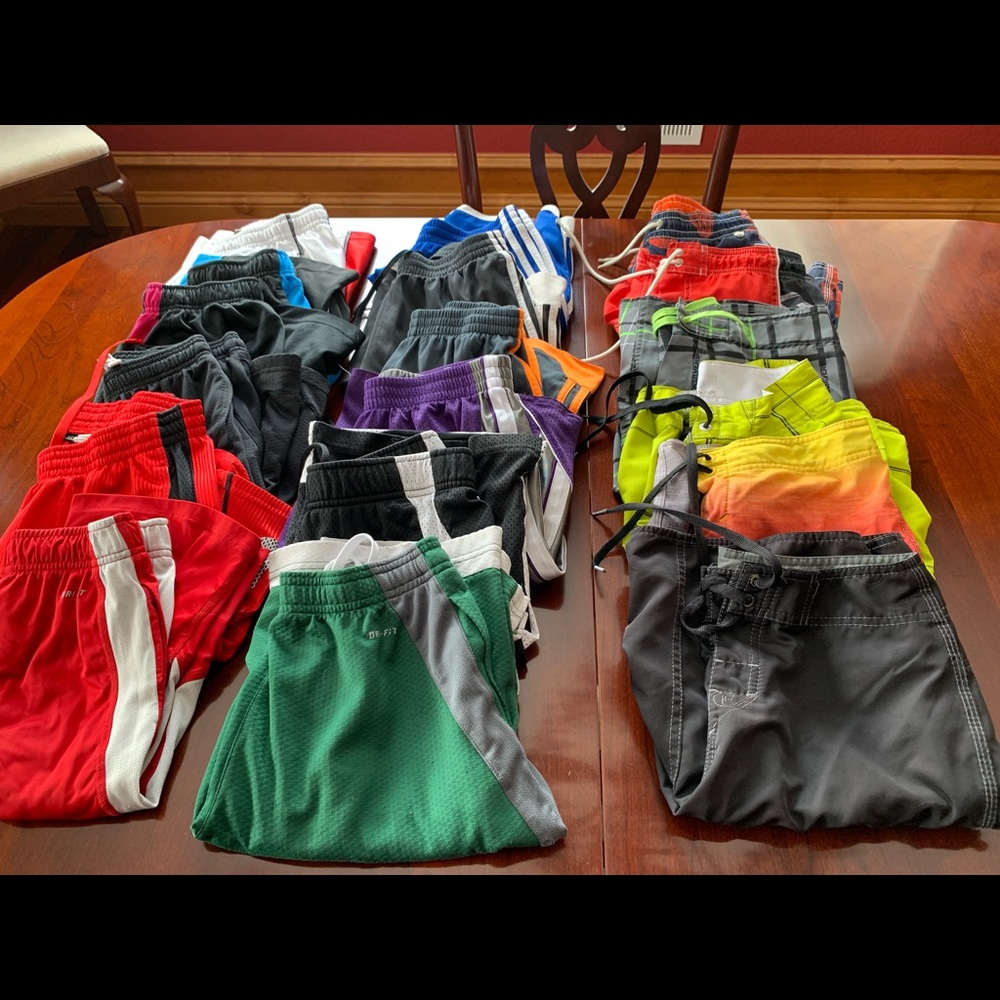 Boys size large lot of athletic shorts/suits
